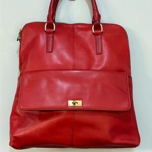 J. Crew Elegant Red Leather Tote Bag